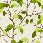 seamless pattern with green ginkgo leaves