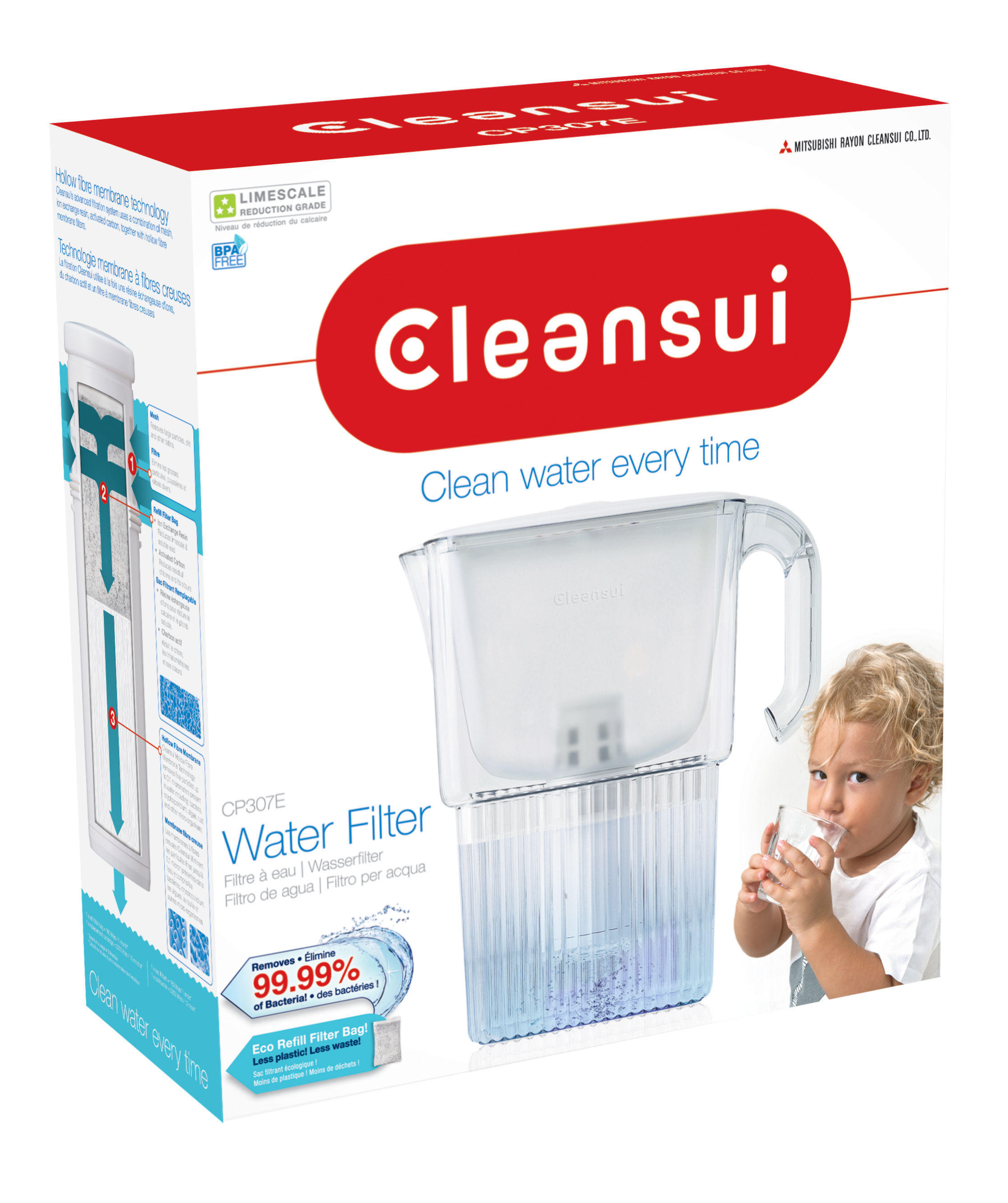 Filtry Cleansui z usuwającą kamień wymienną torbą filtrującą na targach