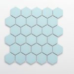 mozaika ceramiczna - heksagon duży blekitny matowy - front