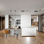 3d render of apartment interior living and dining room